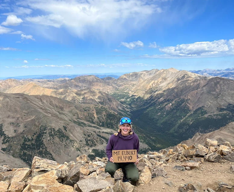 Melissa Evraets after summiting Mt. Elbert