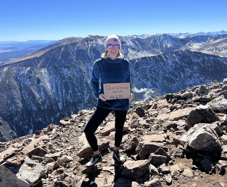 Melissa Evraets after summiting Quandary Peak