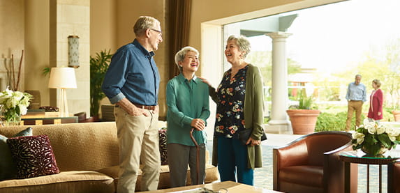 People standing and laughing.