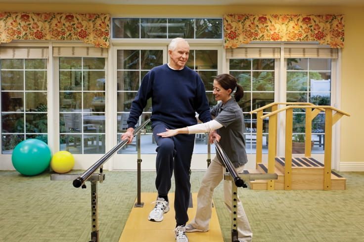 A man receives physical therapy.