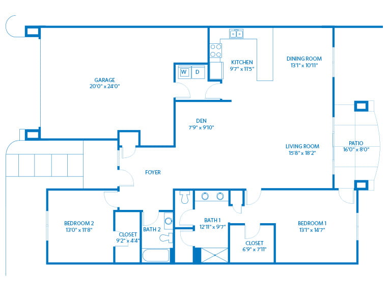 Trovita - 1706 square feet - 2 Bed, 2 Bath + Den