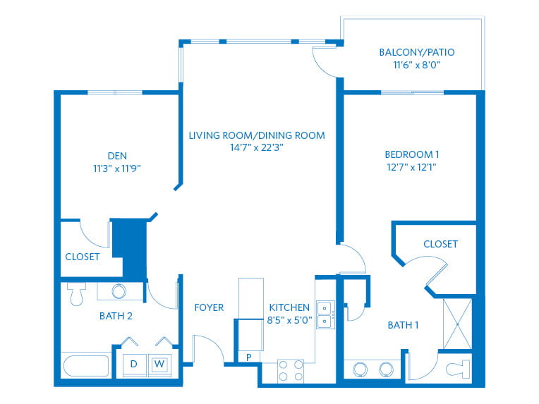 Saguaro - 1217 square feet - 1 Bed, 2 Bath + Den