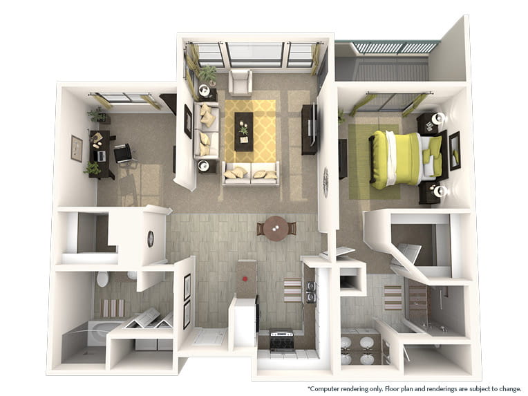 Saguaro - 1217 square feet - 1 Bed, 2 Bath + Den