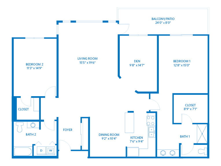 Nandina - 1726 square feet - 2 Bed, 2 Bath + Den