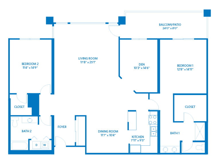 Cholla - 1817 square feet - 2 Bed, 2 Bath + Den