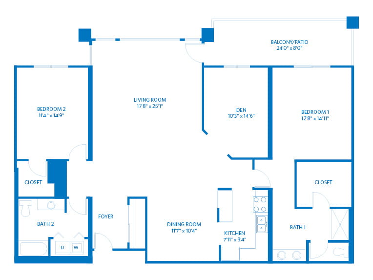 Cholla - 1817 square feet - 2 Bed, 2 Bath + Den