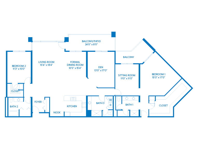 Carissa - 2587 square feet - 2 Bed, 3 Bath + Den
