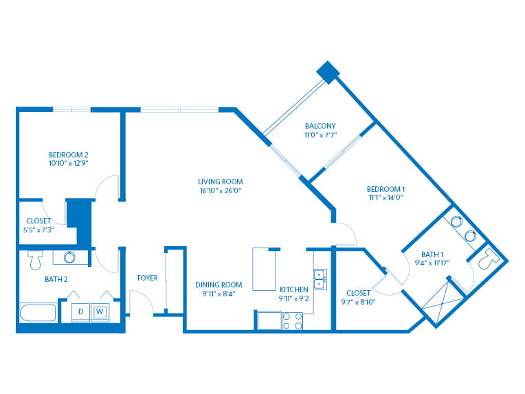 Wisteria - 1465 square feet - 2 Bed, 2 Bath