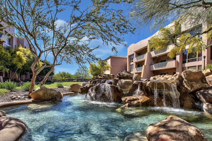 A fountain at Vi at Grayhawk.