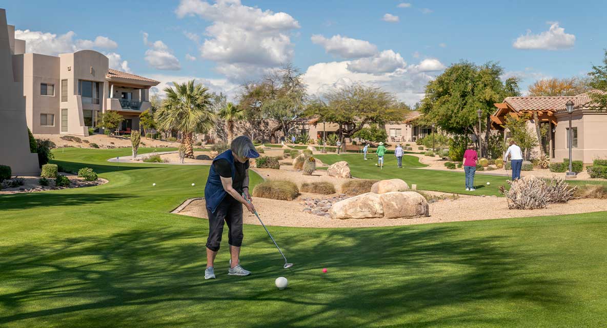 Vi at Grayhawk putting green. 