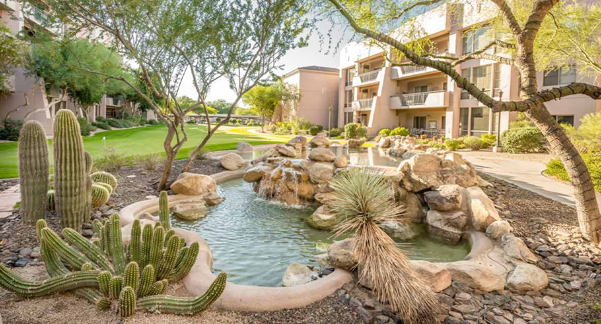 Vi at Grayhawk  grounds and walkway. 