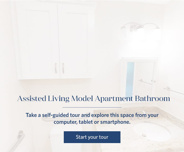 Assisted Living Model Apartment Bathroom virtual tour.