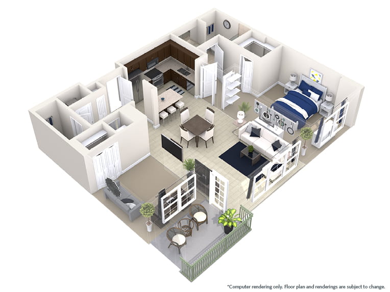 Roma - 1168 square feet - 1 Bed, 1.5 Bath + Den