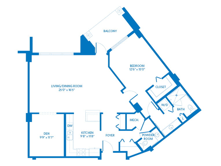 Parma - 1279 square feet - 1 Bed, 1.5 Bath + Den