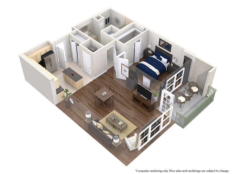 Amalfi - 912 square feet - 1 Bed, 1 Bath