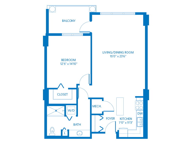 Amalfi A - 947 square feet - 1 Bed, 1 Bath