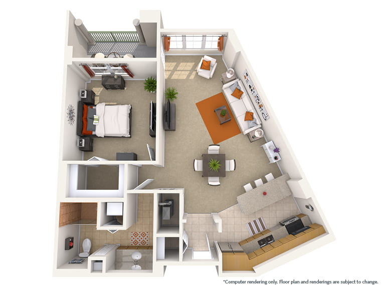 Capri - 957 square feet - 1 Bed, 1 Bath