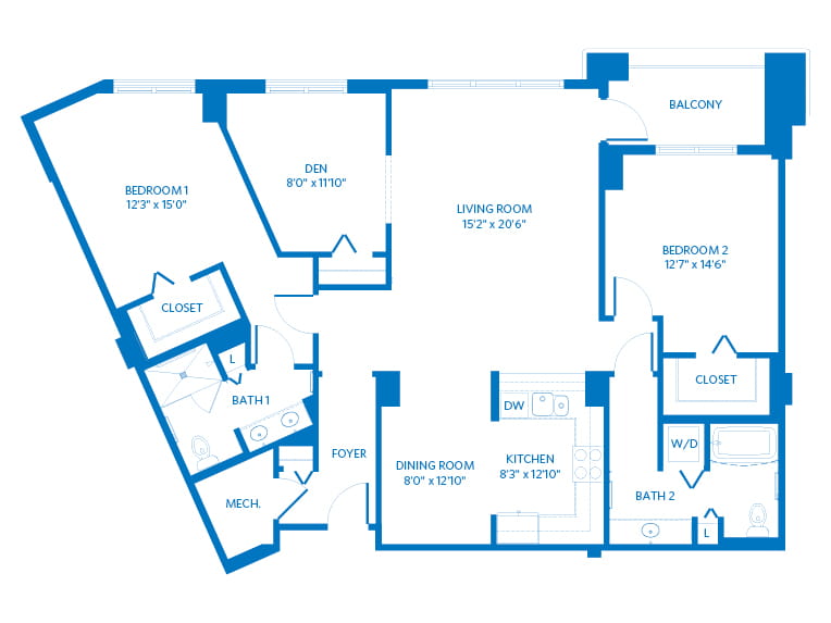 Genoa - 1605 square feet - 2 Bed, 2 Bath + Den