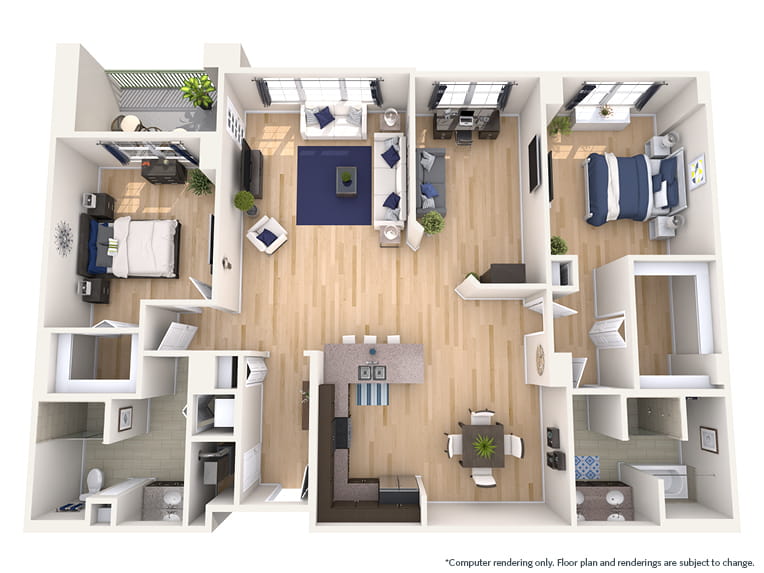 Venezia - 1794 square feet - 2 Bed, 2 Bath + Den