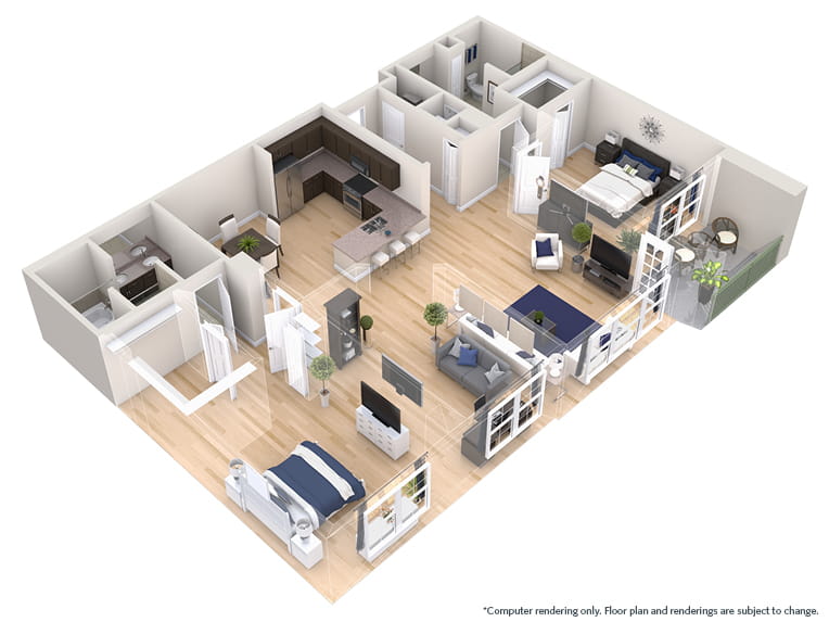 Venezia - 1794 square feet - 2 Bed, 2 Bath + Den