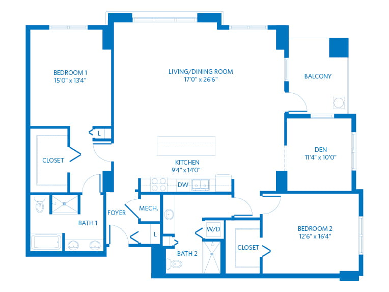 Verona - 1815 square feet - 2 Bed, 2 Bath + Den