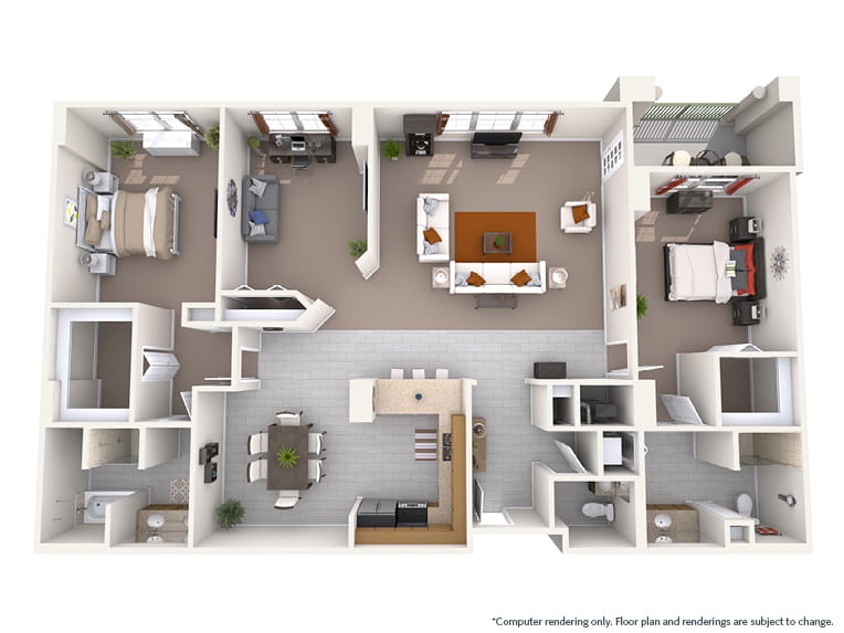 Positano - 2076 square feet - 2 Bed, 2 Bath + Den