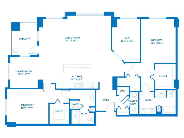 Milano - 2162 square feet - 2 Bed, 2.5 Bath + Den