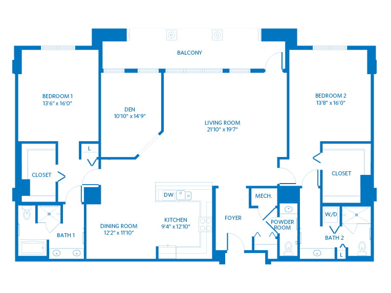 Torino - 2195 square feet - 2 Bed, 2 Bath + Den