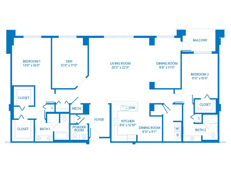 Salerno - 2433 square feet - 2 Bed, 2 Bath + Den
