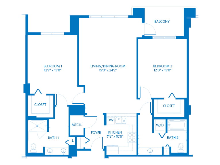 Napoli - 1365 square feet - 2 Bed, 2 Bath