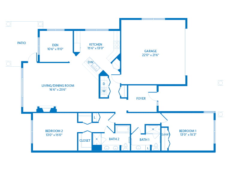 Villa Umbria - 1886 square feet - 2 Bed, 2 Bath + Den
