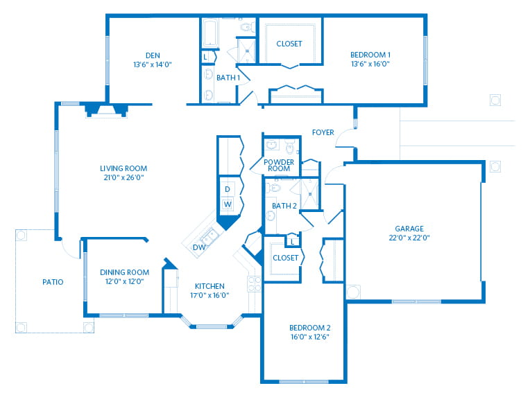 Villa Campania - 2500 square feet - 2 Bed, 2.5 Bath + Den