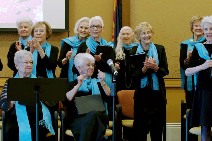 Members of the Vi Tones choir at Vi at Silverstone.