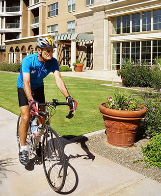 Resident Bob Mountz riding his bike