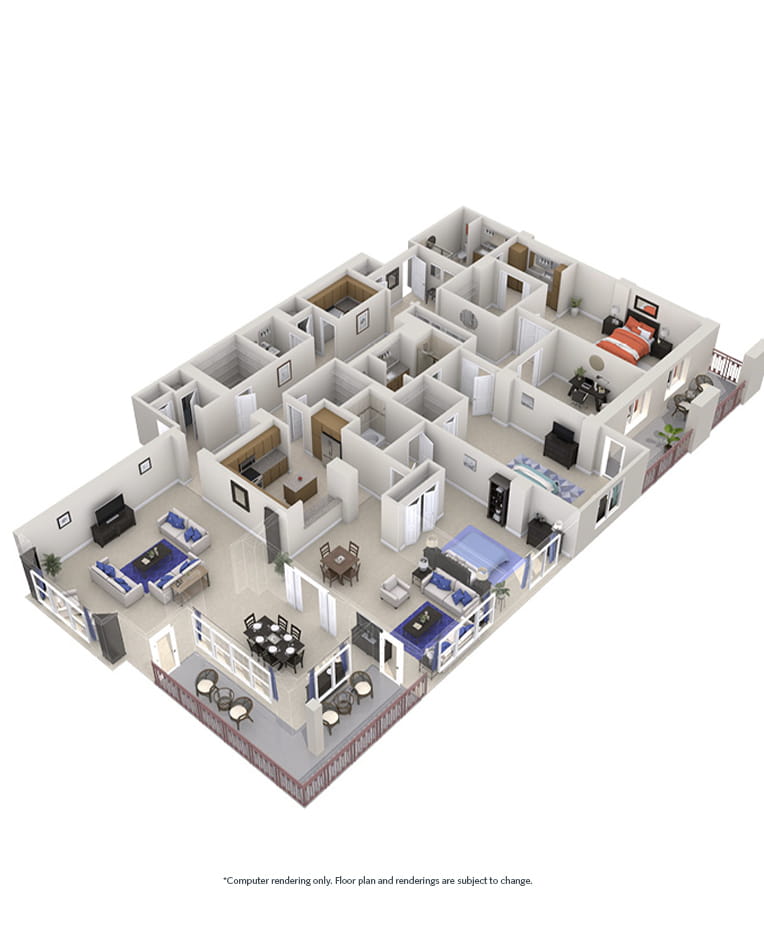 3 Bedroom Apartment Floor Plans 3d