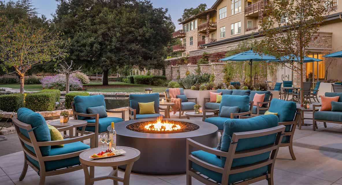 Vi at Palo Alto outdoor firepit. 