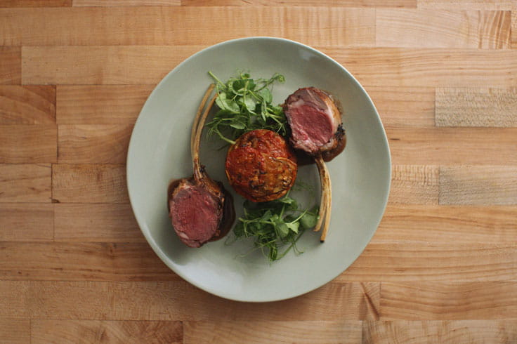 Pork chops prepared by a Vi chef