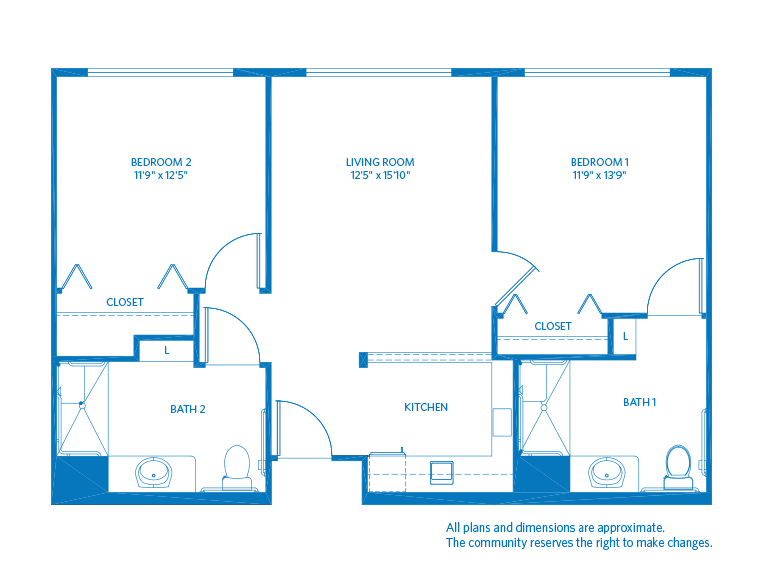 Vi at Palo Alto Assisted Living 2BD 2BR floor plan. 
