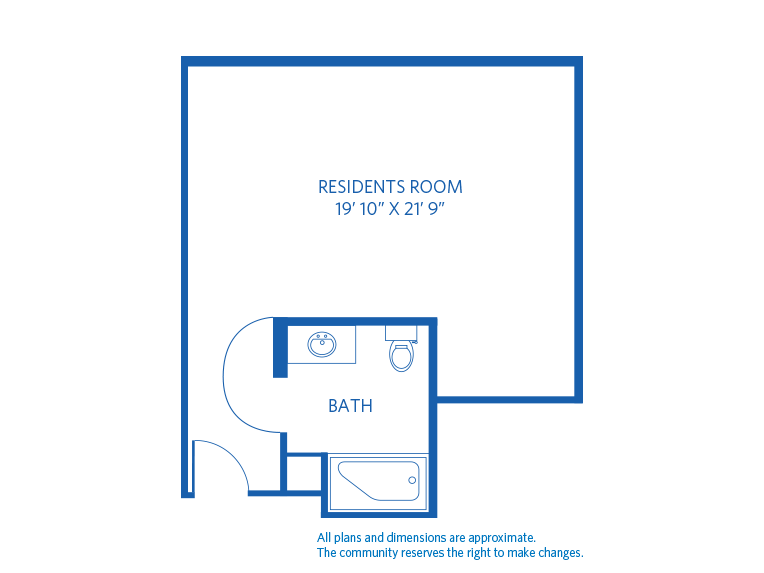 Vi at Palo Alto Memory Support large studio floor plan. 