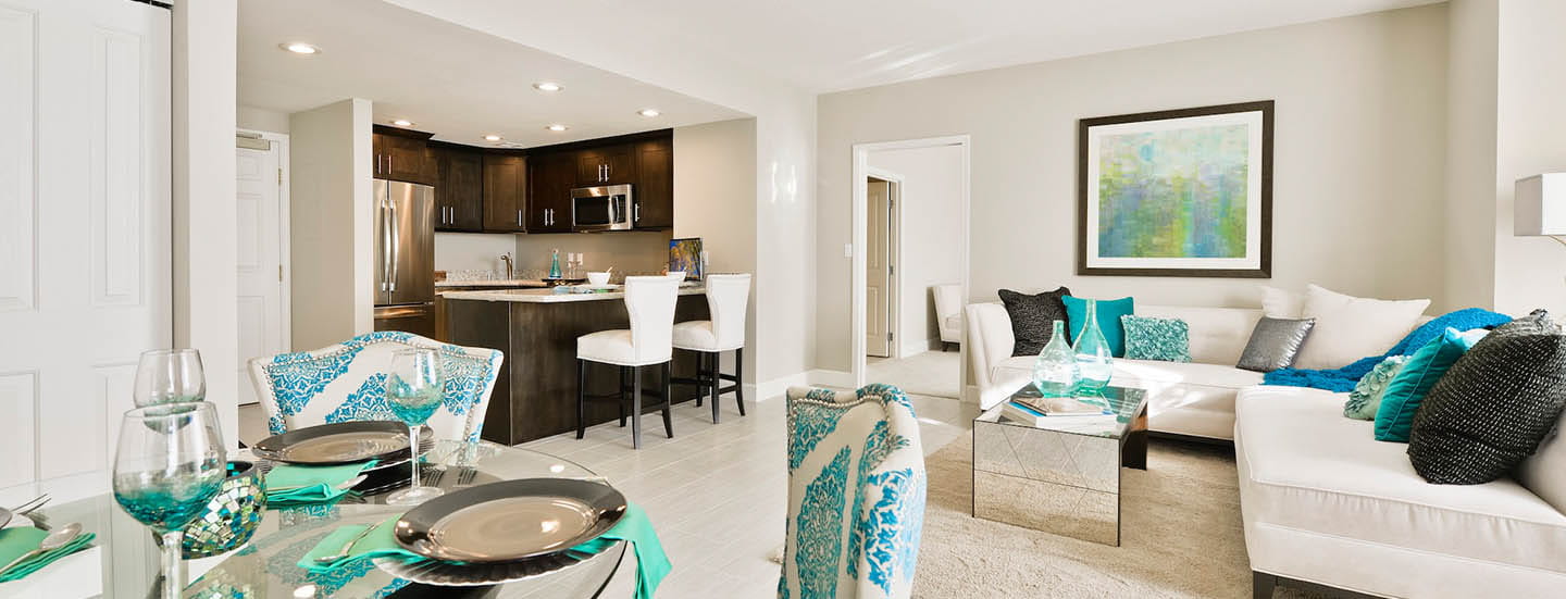 An open concept apartment at Vi at La Jolla Village.