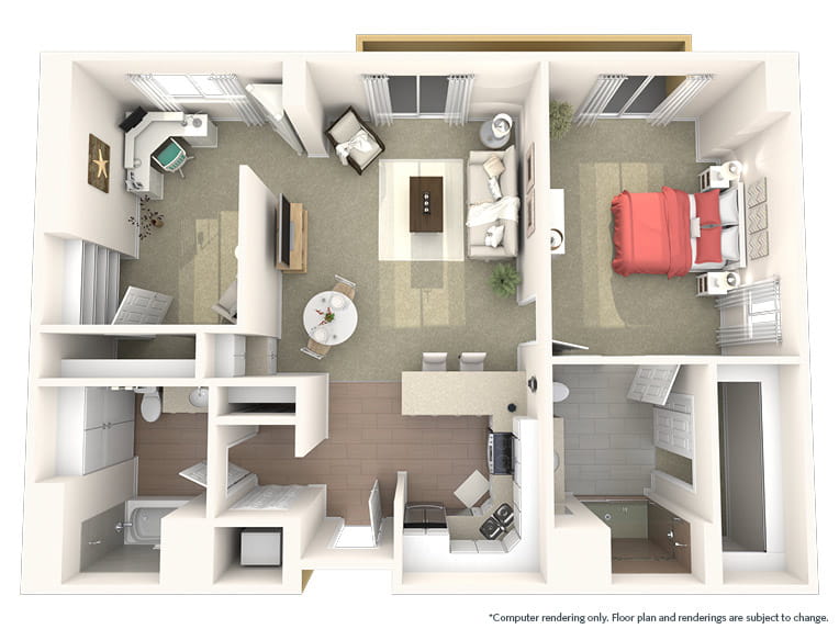 Bonita - 1112 square feet - 1 Bed, 2 Bath + Den