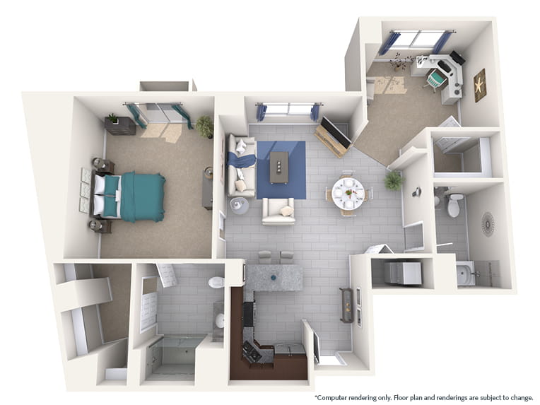 Rio - 1210 square feet - 1 Bed, 2 Bath + Den