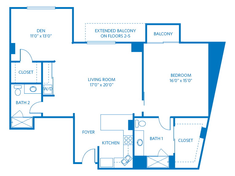 Rosa - 1,132 square feet - 1 Bed, 2 Bath + Den