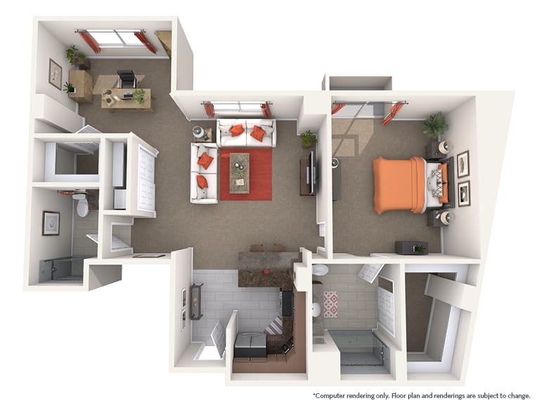 Rosa - 1,132 square feet - 1 Bed, 2 Bath + Den