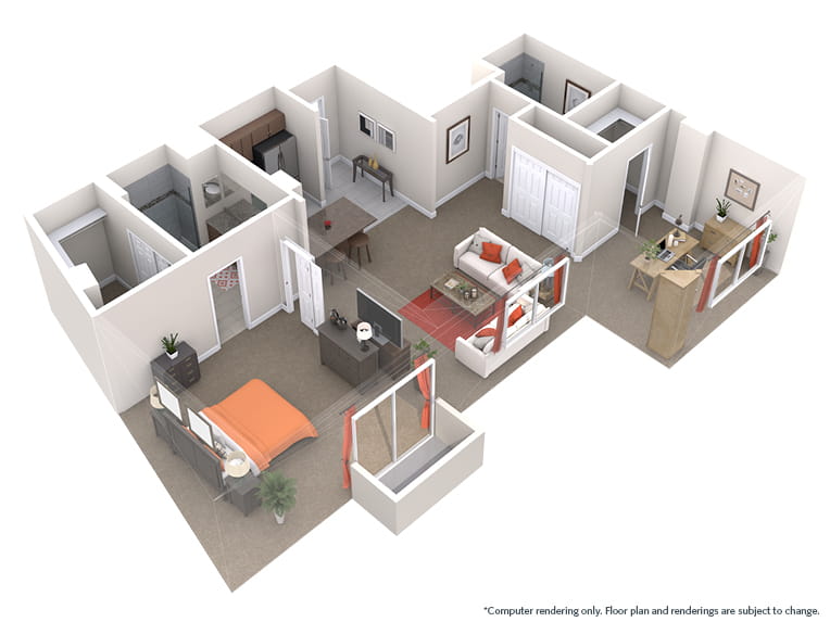 Rosa - 1,132 square feet - 1 Bed, 2 Bath + Den