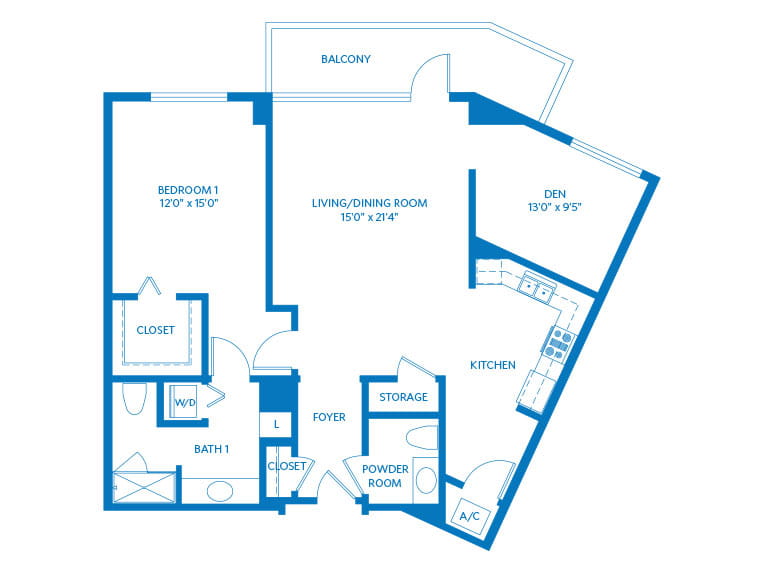 Paloma - 1200 square feet - 1 Bed, 1.5 Bath + Den