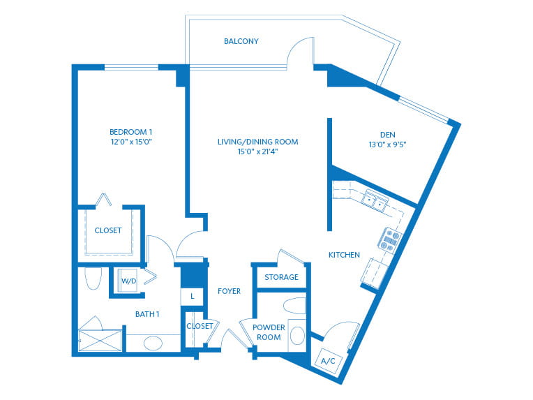Paloma - 1200 square feet - 1 Bed, 1.5 Bath + Den