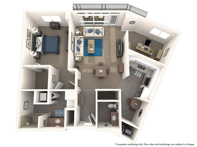 Paloma - 1200 square feet - 1 Bed, 1.5 Bath + Den