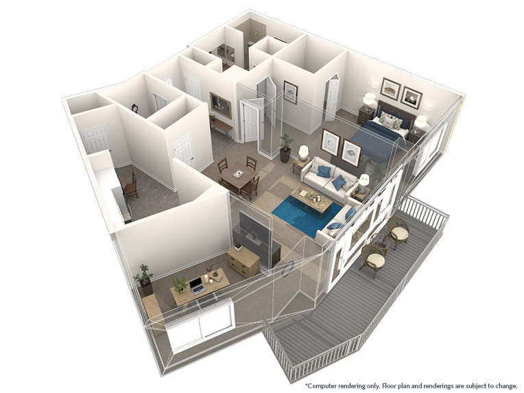 Paloma - 1200 square feet - 1 Bed, 1.5 Bath + Den