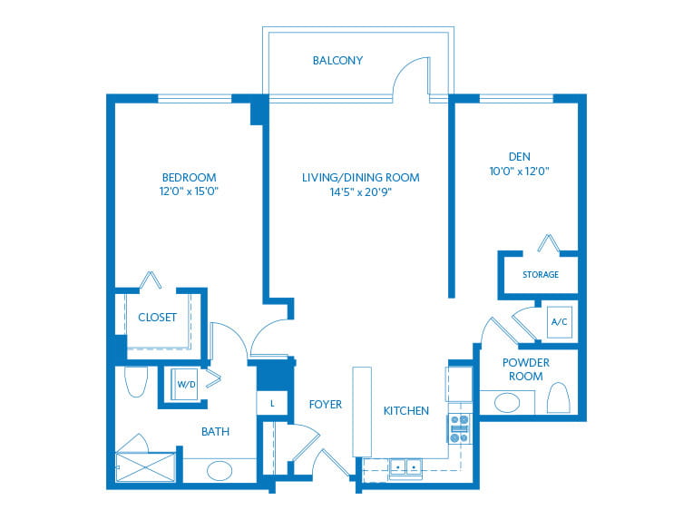 Blanca - 1217 square feet - 1 Bed, 1.5 Bath + Den